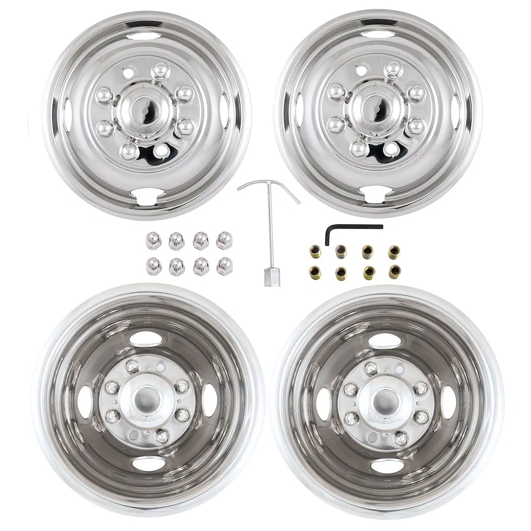 IWCN16F07 – COAST2COAST Wheel Simulator, Fits 16 Inch Dual Rear Steel Wheels Front And Rear Polished Stainless Steel ...